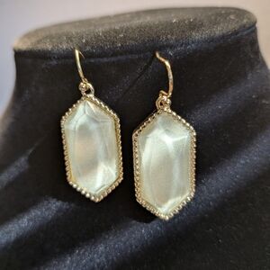 Light Green Hexagon Lucite Drop Earrings